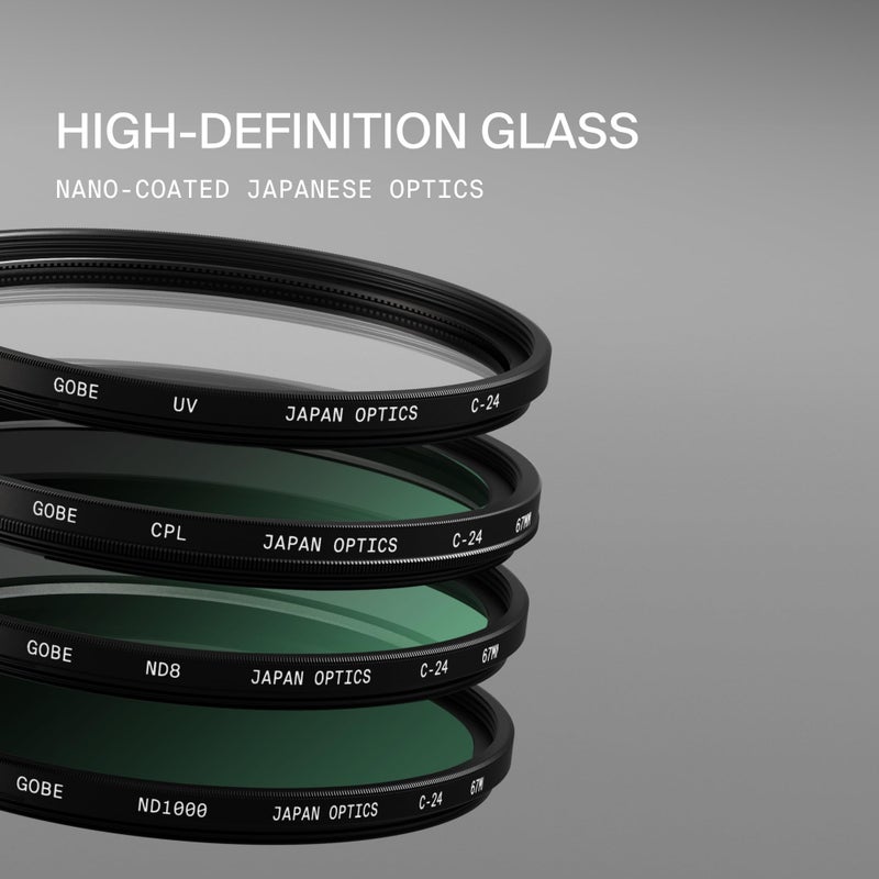 Gobe 58mm UV, Circular Polarizing (CPL), ND8, ND1000 Lens Filter Kit - Image 2